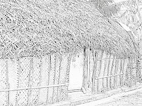 thatched roof and walls drawing