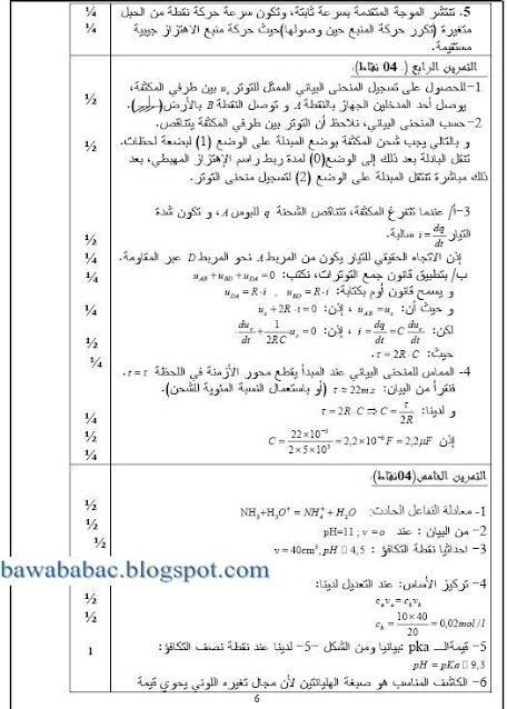 موضوع تجريبي لإمتحان شهادة البكالوريا مادة الفيزياء والكيمياء