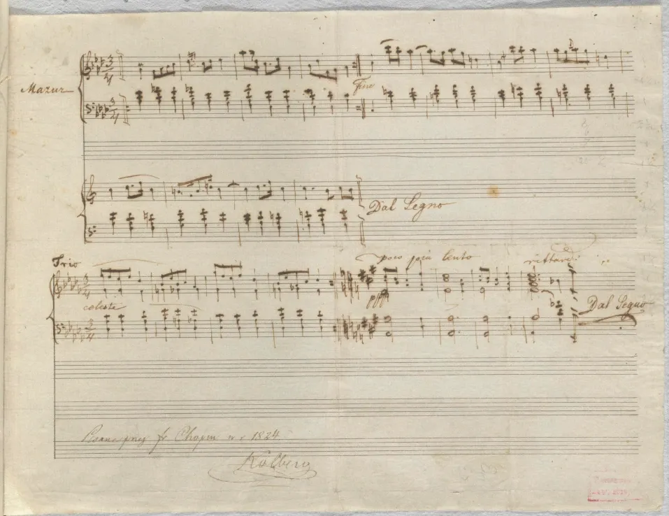 Manuscrit autographe de la Mazurka opus 7 n° 4