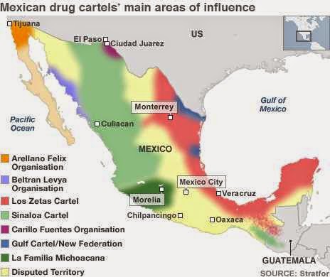 Mexico danger map drug cartels