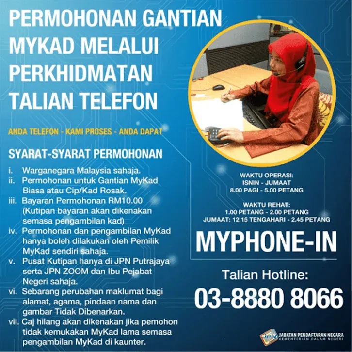 Cara tukar kad pengenalan Mykad baru 2022 melalui telefon