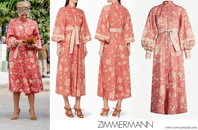 Queen Maxima wore Zimmermann Veneto Border Paisley Print Linen Dress