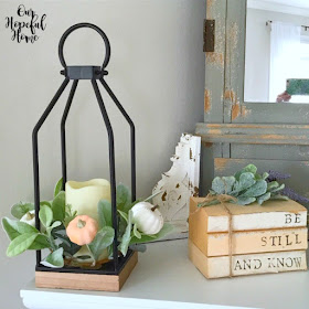 fall lantern hand-stamped book bundles white corbel lambs ear