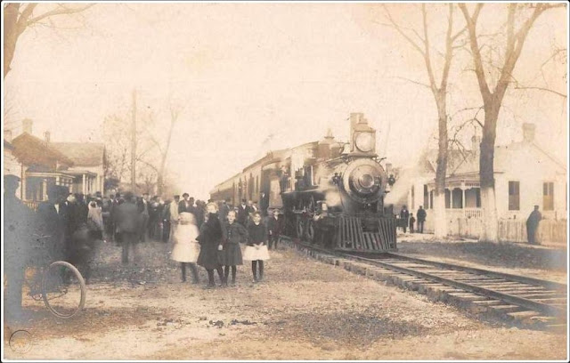 One of the first trains to town, engine first
