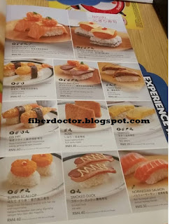 Nigiri menu of Sushi King