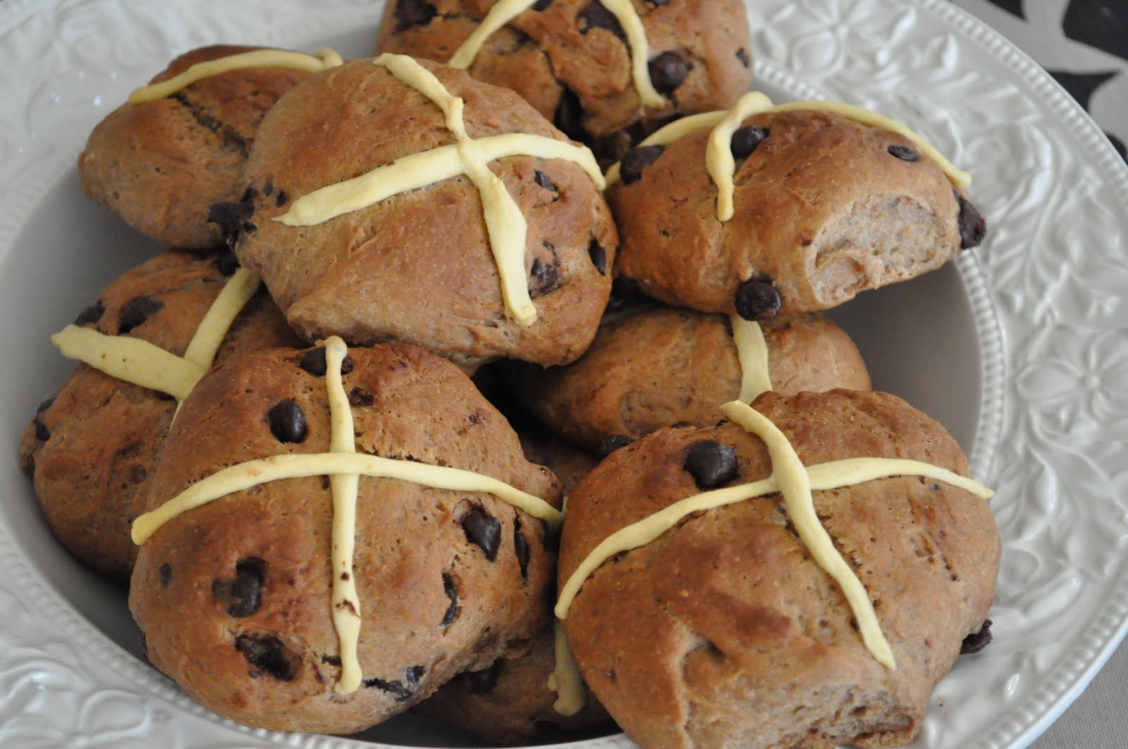 Homemade chocchip Hot Cross