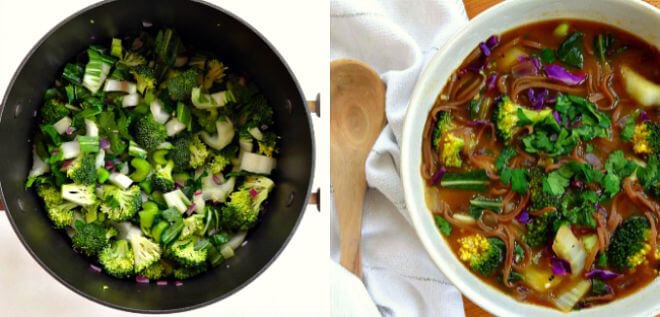 16 Vegan One-Pot Recipes If Your Are Considering Cutting Animals Out Of Your Diet - Veggie & Soba Noodle Soup