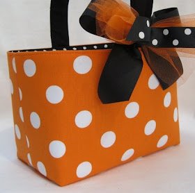 Halloween trick or treat fabric bucket, polka dot