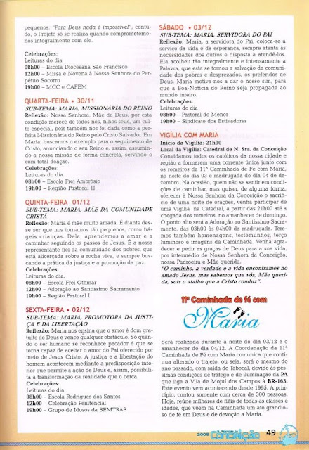 PROGRAMA DA FESTA DE NOSSA SENHORA DA CONCEIÇÃO - 2005