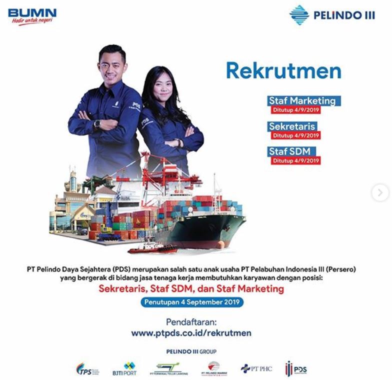 Lowongan Kerja Pt Pelindo Daya Sejahtera Deadline 04 September 2019 Lowongan Kerja Dan Rekrutmen Bulan Mei 2021