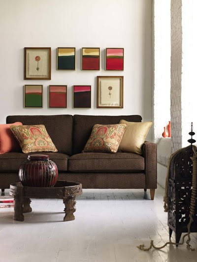 Joy Of Decor: Decorate around Brown Sofa with Peach and ...