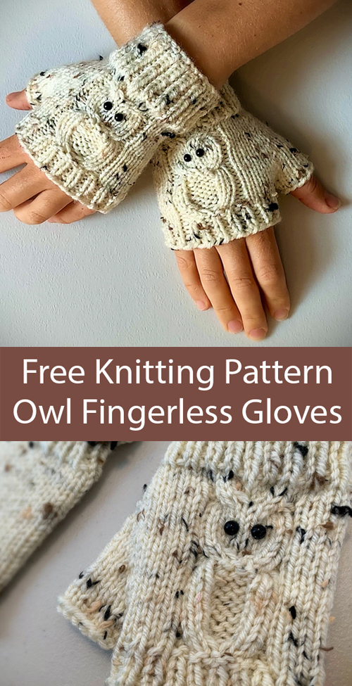 Owl Fingerless Gloves - Free Knitting Pattern