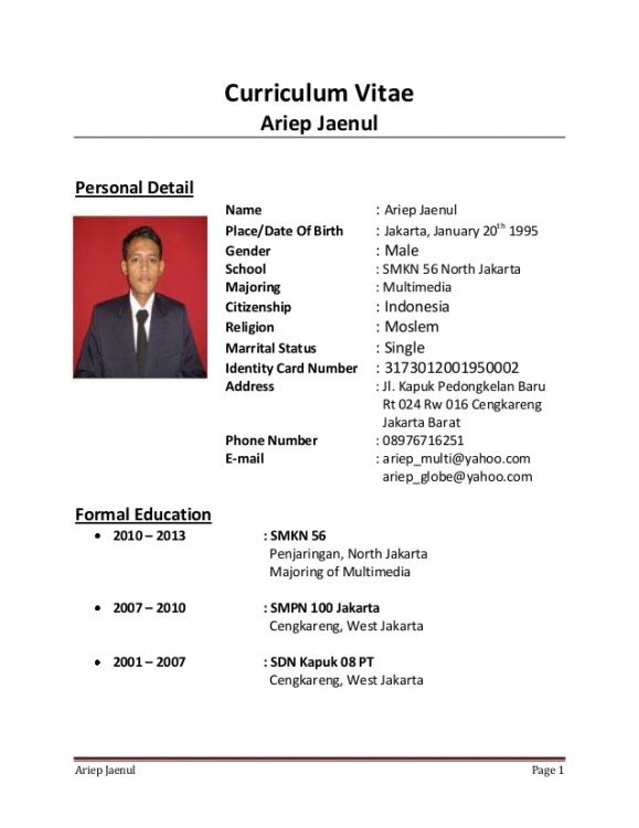 Contoh Surat Lamaran Pekerjaan Dan Cv - Contoh CV (Curriculum Vitae) Lamaran kerja Yang Baik Untuk ... - Surat lamaran pekerjaan yang digabungkan dengan riwayat hidup atau cv (curriculum vitae).