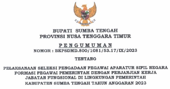 Rincian Formasi Kebutuhan ASN PPPK Kabupaten Sumba Tengah Provinsi Nusa Tenggara Timur (NTT) Tahun Anggaran 2023 pdf