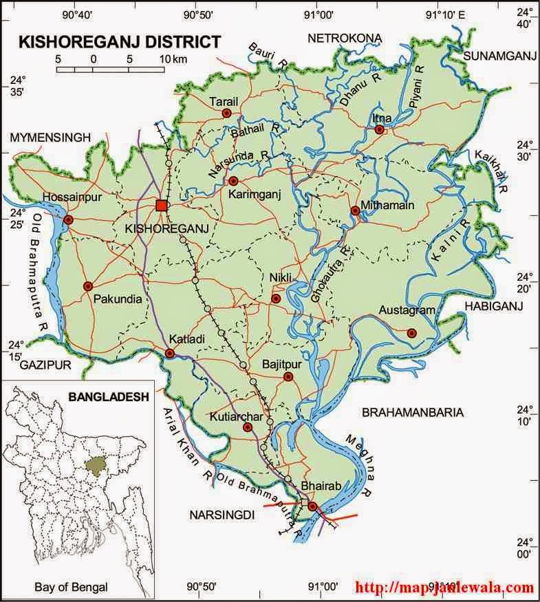 kishoreganj zila map of bangladesh