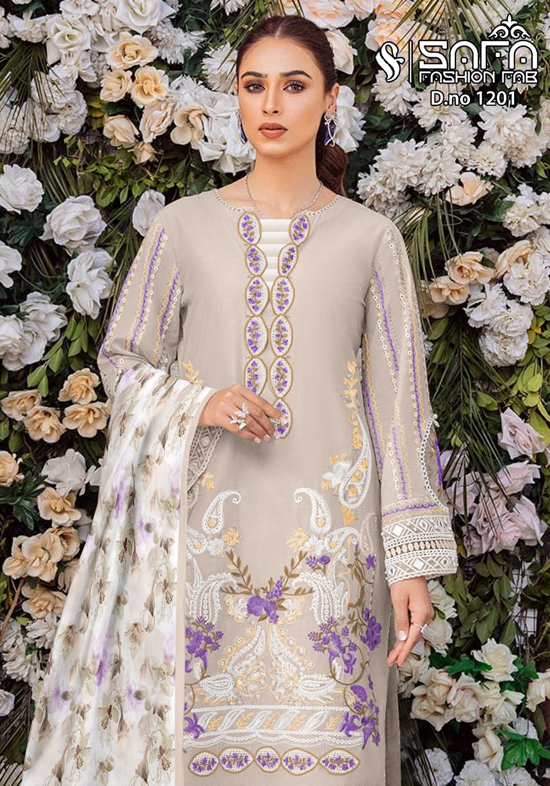 1201 Safa Fashion Fab Georgette Embroidery Work Pakistani Readymade Suits