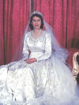 Queen Elizabeth II in her wedding dress