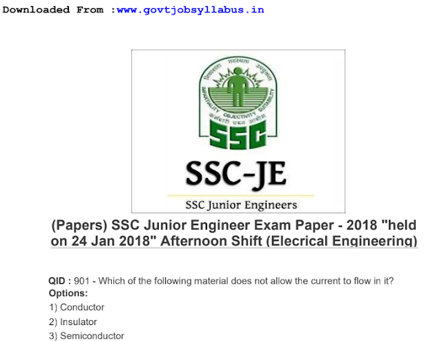 Download PDF ssc je previous papers in Hindi 