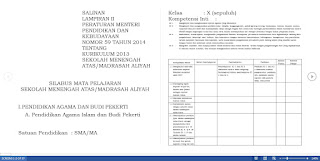 RPP Kurikulum 2013 Mata Pelajaran Pend. Agama & Budi Pekerti SMA/SMK Dilengkapi Dengan Silabus