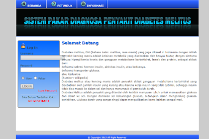  Aplikasi sistem Pakar Diagnosa penyakit Diabetes siap download Gratis