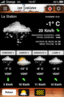 Les 3 Vallees weather forecast on iPhone app