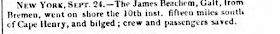 Climbing My Family Tree: The James Beachem Shipwreck,  as reported in The Hull Packet and Humber Mercury (East Riding of Yorkshire, England),