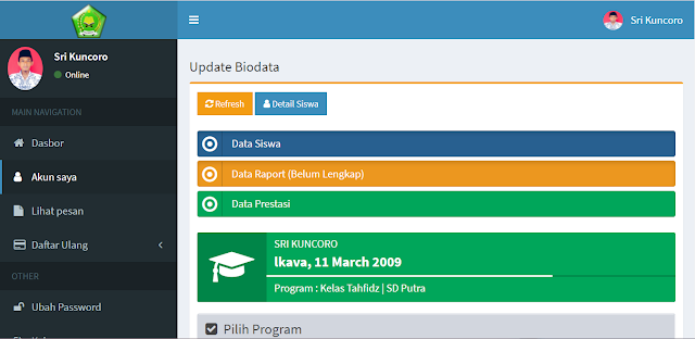 Biodata Lengkap Tapi Data Raport Belum