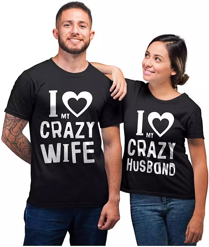 I Love My Crazy Husband and I Love My Crazy Wife matching T-shirts for couples set