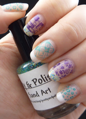 Green and Purple stamping Mani