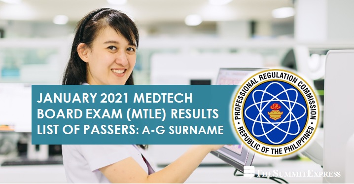 LIST OF PASSERS: A-G January 2021 Medtech board exam MTLE result