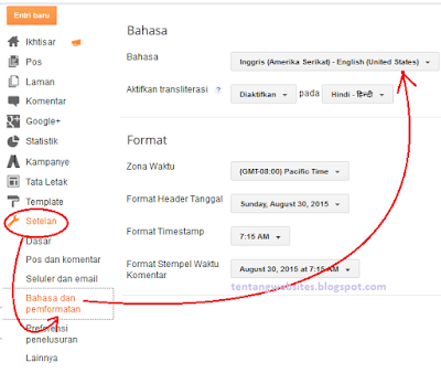 Cara merubah bahasa blog menjadi inggris