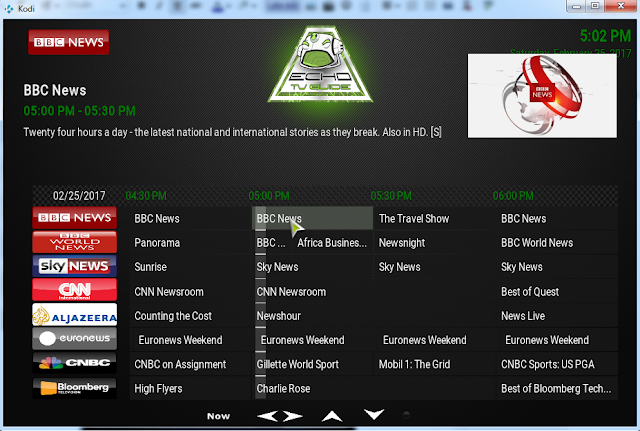 Screen shot for Echo Tv Guide Kodi addon