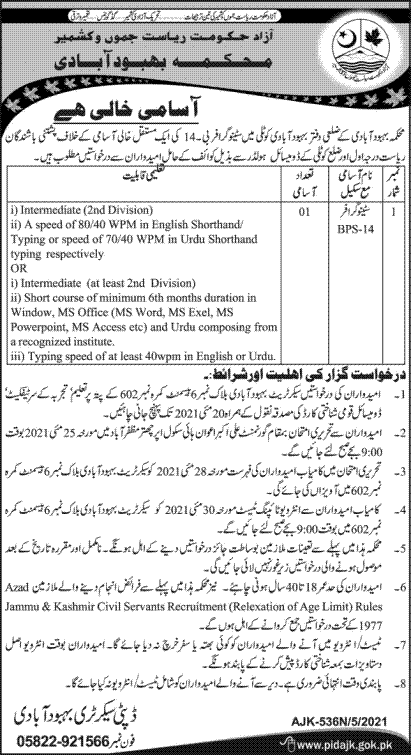 Population Welfare Department Management Jobs 2021