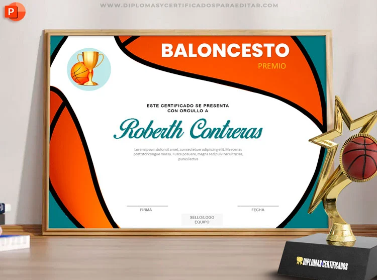 Plantilla ppt de Diploma deportivo de Baloncesto