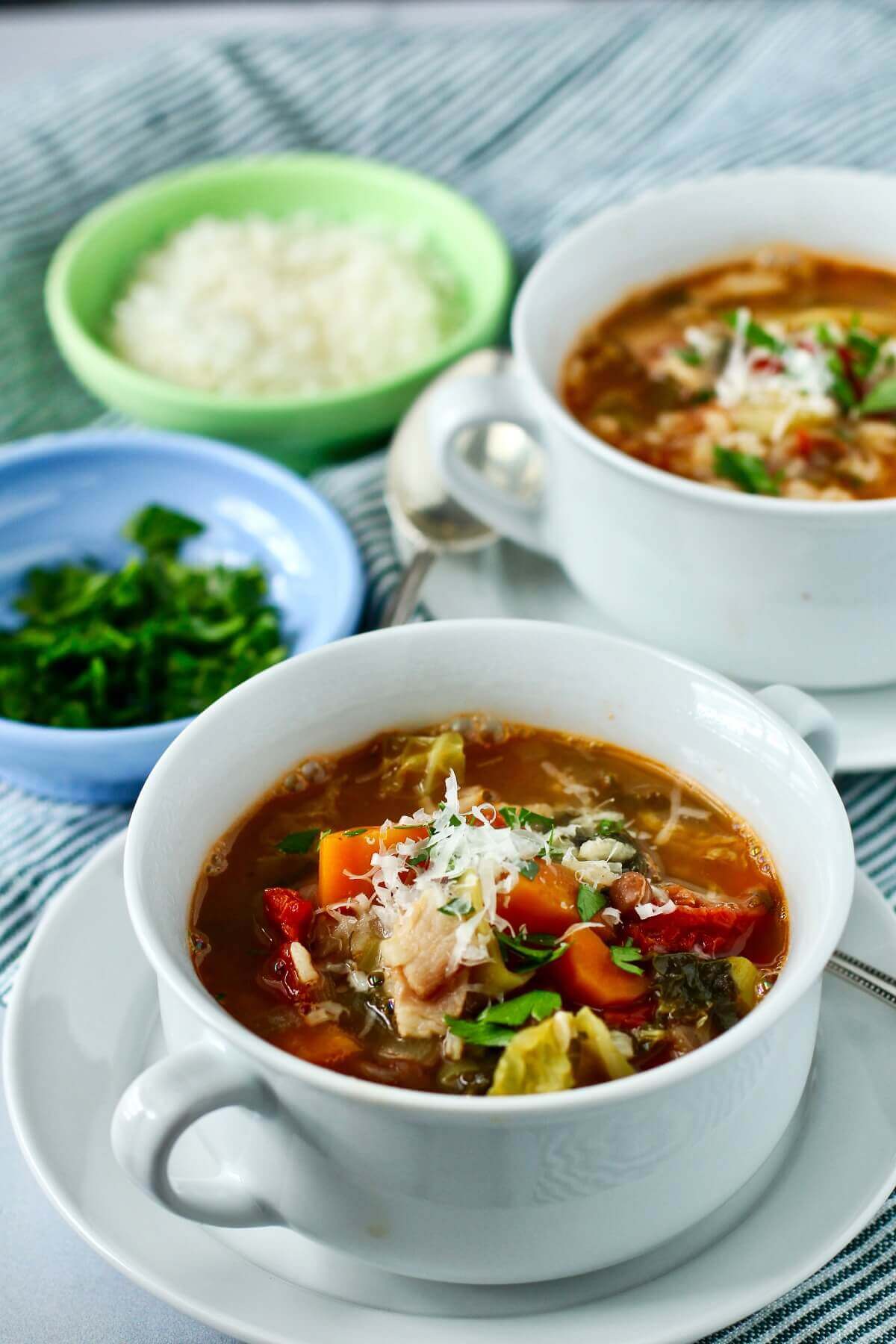 Ticinese Minestrone soup with Savoy cabbage