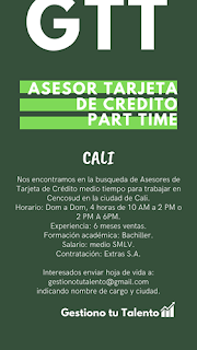 📂 Empleos en Cali Hoy como ASESOR TARJETA DE CREDITO 💼 |▷ #Cali #SiHayEmpleo #Empleo