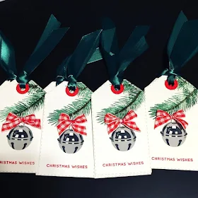 Sunny Studio Stamps: Holiday Style Jingle Bell Christmas Gift Tags by Marilyn Martin