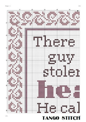 There is this guy romantic cross stitch pattern