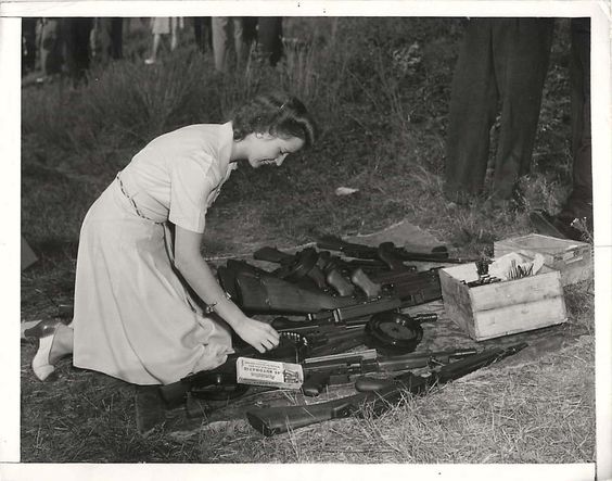 Woman with machine gun, Bridgeport, Connecticut, 8 August 1941 worldwartwo.filminspector.com