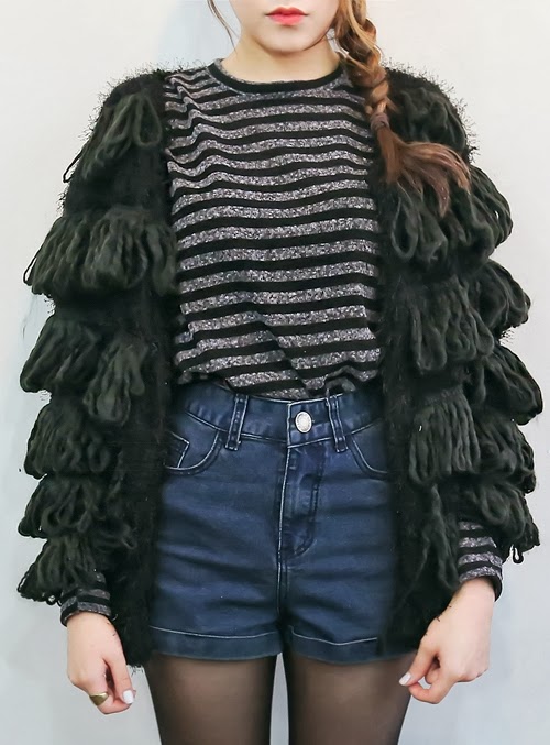 Knit Cardigan with Fringes