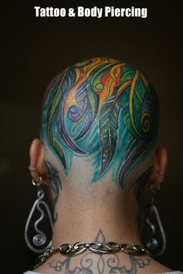 Full Head Tattoo design and Body Piercing
