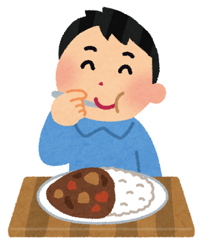 無料イラスト かわいいフリー素材集 カレーを食べている人のイラスト