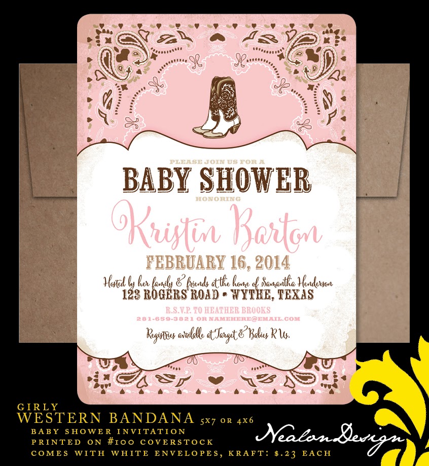 WESTERN BANDANA Baby Shower Invitation