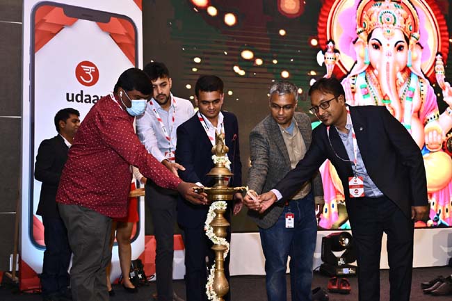 Vaibhav Gupta – Founder & CEO (Second from left) lighting the lamp at the inauguration of the Rishta Summit