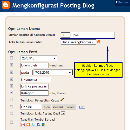 Konfigurasi Posting Blog