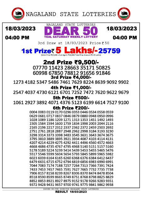 nagaland-lottery-result-18-03-2023-dear-50-teal-saturday-today-4-pm