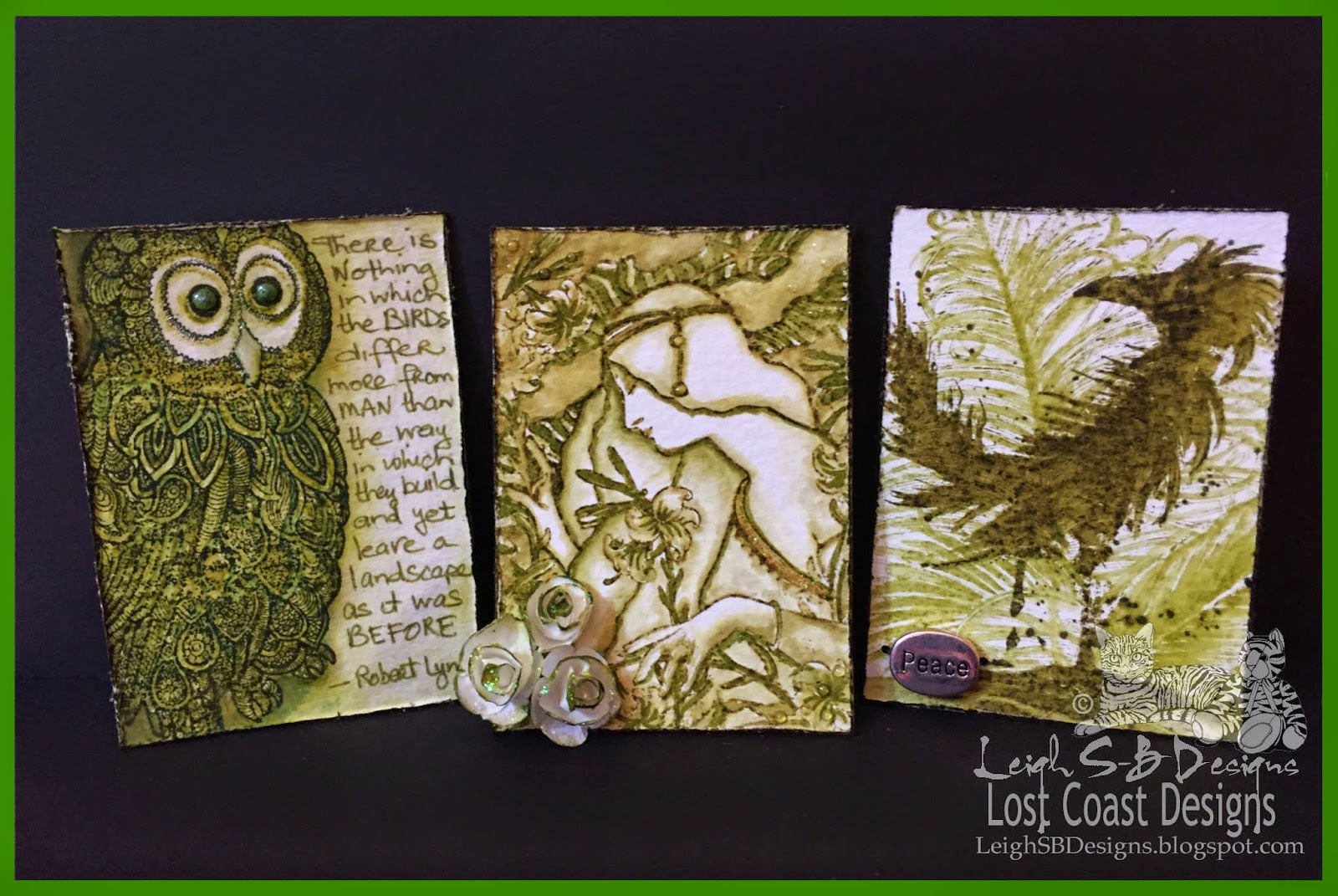 http://leighsbdesigns.blogspot.com/2015/03/shades-of-green-atcs-50-shades-of-green.html