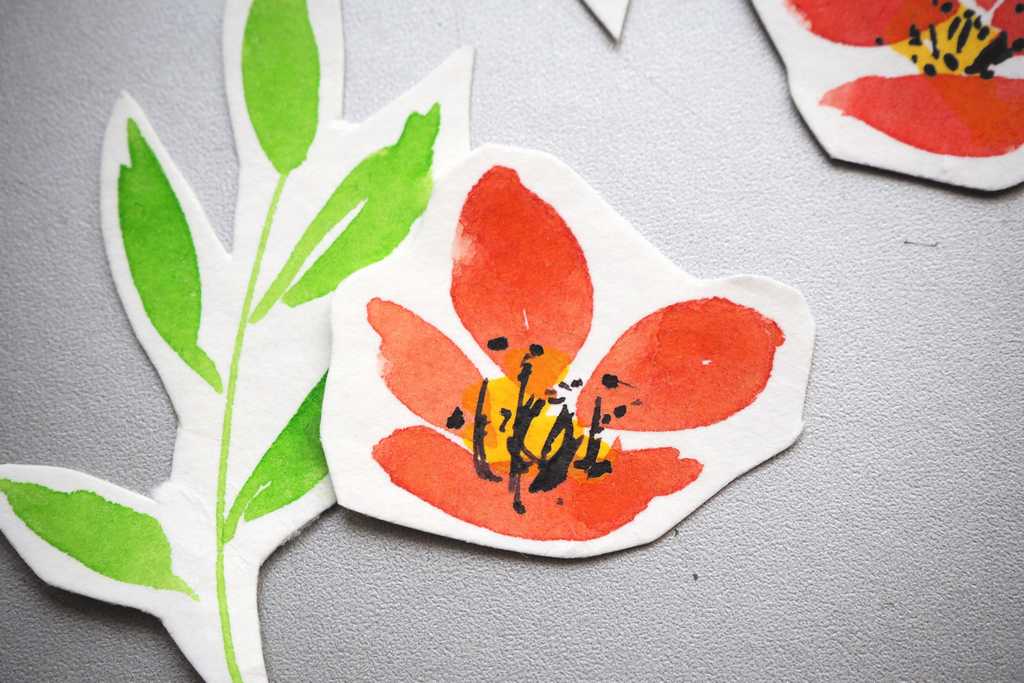 Carte fleurs aquarelle pop-up