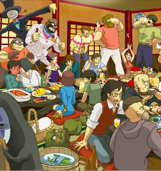 空中庭園と幻の飛行船 豪華 ジブリキャラ勢揃いのお祭り 飲み会画像 空中庭園と幻の飛行船 豪華 ジブリキャラ勢揃いのお祭り 飲み会画像
