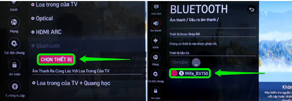 Kết nối âm thanh tivi LG với amply qua Bluetooth